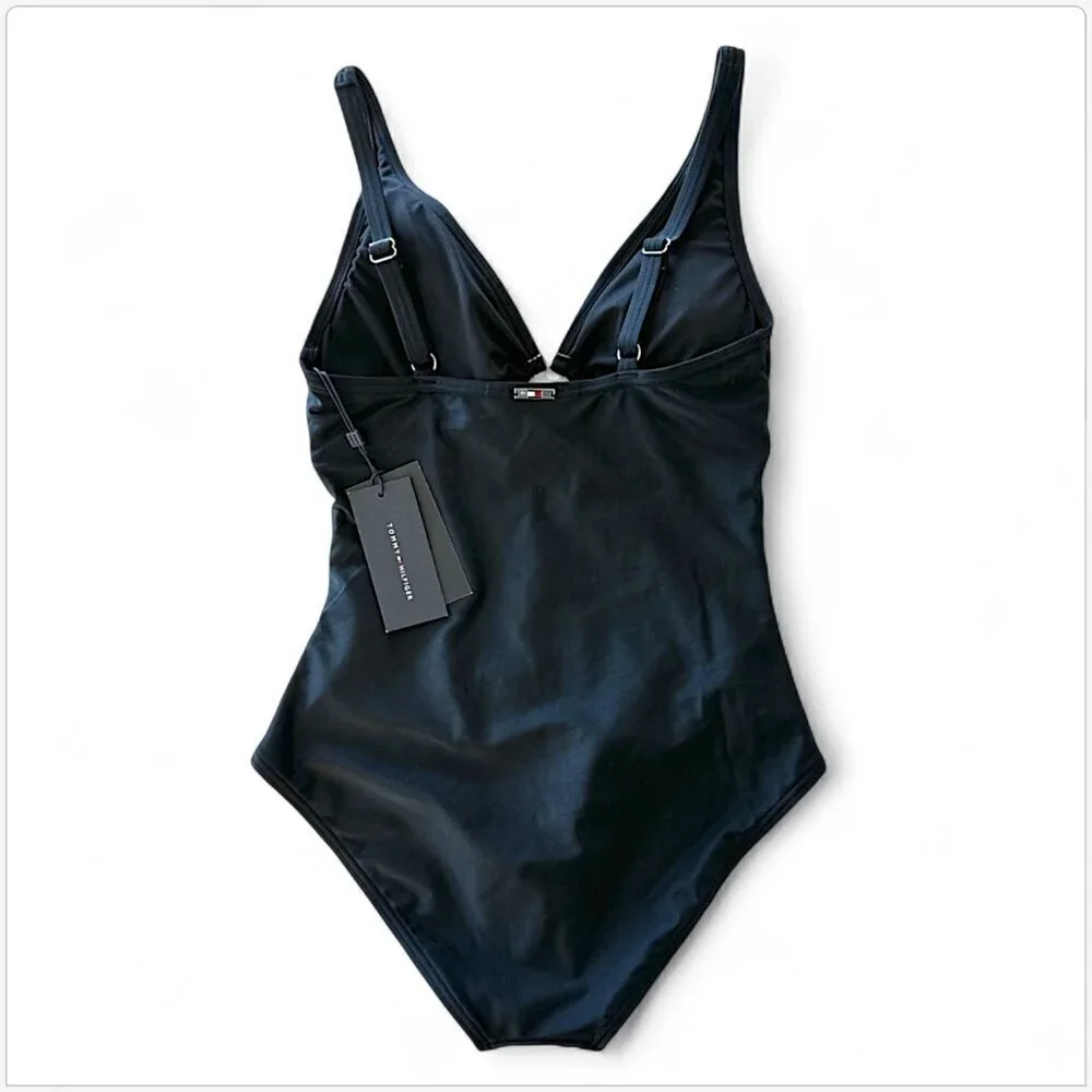 Tommy Hilfiger Black O-Ring One Piece Swimsuit Summer Vacation Pool NWT New 4